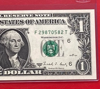1988 A $1 DOLLAR BILL ( ATLANTA F ) UNCIRCULATED - Image 1 of 3