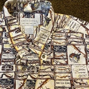 Crossings Camicia Bottoni Attrezzatura Pesca Uomo L Manica Corta Tad Polly Waggle King - Foto 1 di 12