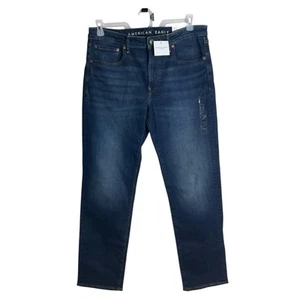 Pantalones de mezclilla para hombre American Eagle AirFlex+ originales rectos índigo oscuro 34x32 nuevos con etiquetas - Imagen 1 de 9