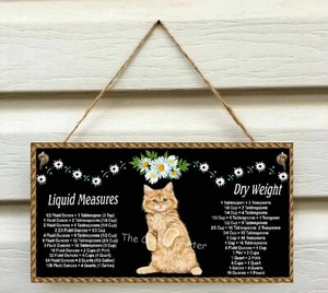 ORANGE TABBY CAT Sign - Handy Kitchen Conversion Chart *Dry & Liquid Measures - Picture 1 of 2