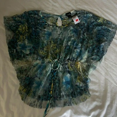 NUEVO CON ETIQUETAS Rue 21 Floral Azul Mujer M Boho Caprichosa Etérea Informal Elegante Blusa Foto 1 de 4