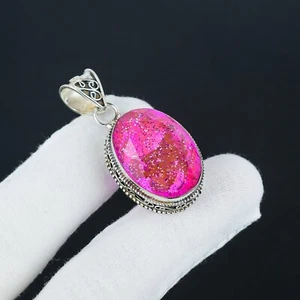 Pink Triplet Opal Gemstone Unique 925 Sterling Silver Pendant For Wedding Gifts - Picture 1 of 4
