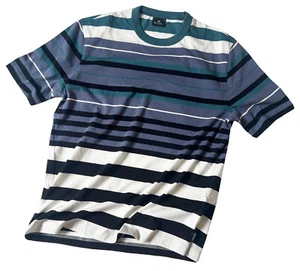 PAUL SMITH 100% ORGANIC COTTON STRIPED MULTICOLORED T-SHIRT / TOP BNWT SZ-M RARE - Picture 1 of 13