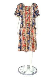 Vintage 90s NWT RUTH NORMAN Aztec Southwest Button Front Modesty Dress sz M /668 - Picture 1 of 6