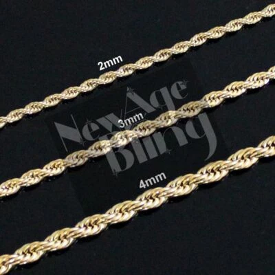 Cuerda de acero inoxidable 316L cadena chapada en oro 16"-30" hombre mujer collar 2-6 mm Foto 1 de 4