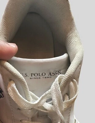 EE. UU. Polo Assn Talla 7 Hombres Informales Caminar Tenis Zapatos Blancos Foto 1 de 4