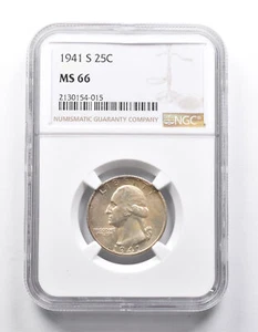 MS66 1941-S Washington Quarter NGC *9899 - Picture 1 of 3