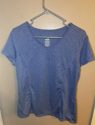 Danskin Now Semi Fitted Women’s XL ( 14-16) Dri More Light Blue V Neck Shirt — 第 1/4 张图片