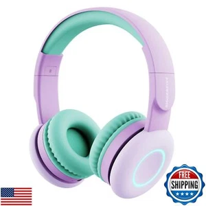 BIGGERFIVE Kids Wireless Bluetooth Headphones with 7 Colorful LED Lights, 50H - Picture 1 of 5