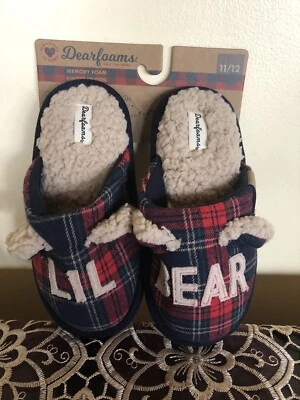 Zapatillas Dearfoams LIL BEAR Talla 11-12 Azul Blanco Rojo Cuadros Niños’s NUEVAS Foto 1 de 2