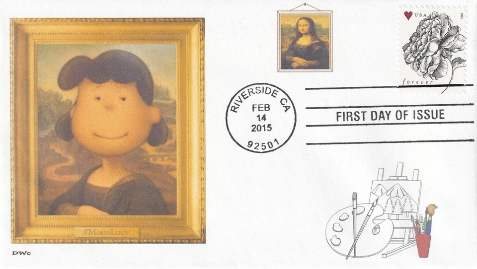 SNOOPY  MONA LUCY   MONA LISA   CHARLIE BROWN   PEANUTS     FDC- DWc  - Image 1 of 1