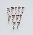 Wholesale 11pc 925 Sterling Silver Cut Simulated Emerald Mix Stone Ring Lot T092