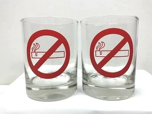 Lot 2 *No Smoking* Whiskey Rocks Glass Cup Low Ball Tumbler Say No to Cigarettes - Picture 1 of 7