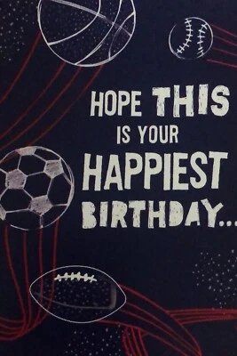 "Tarjeta de felicitación con sello de 5""x7"" Happy Birthday Sports Hope This Is Your Happiest" Foto 1 de 4