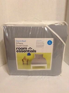 Room Essentials Dorm Bed 3 Piece Duvet Cover Twin XL Gray - Picture 1 of 9