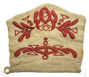 Very Old 8" Cloth+Embroided Red Satchel or Purse Bag Antique Vintage Handbag     - Picture 1 of 4