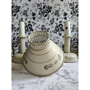 PAIR of Vintage Toleware Table Lamps With Handles And Clip On Shade 12" Tested! - Picture 1 of 21