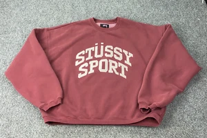 Stussy Crackle Sport Crew Mens XXL Berry Sweatshirt Oversized - Picture 1 of 9