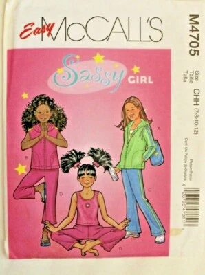 McCall's 4705 Sassy Girls Jacket Vest Top Pants & Bag Sewing Pattern 7-8-10-12  - Image 1 of 2
