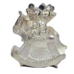 Baby Mickey Bank Mickey & Minnie Rocking Horse 1994 Towle Silversmiths - Picture 1 of 6
