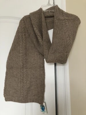 Cachecol Portolano 100% cashmere marrom claro 62 x 10 novo com etiquetas - Imagem 1 de 4