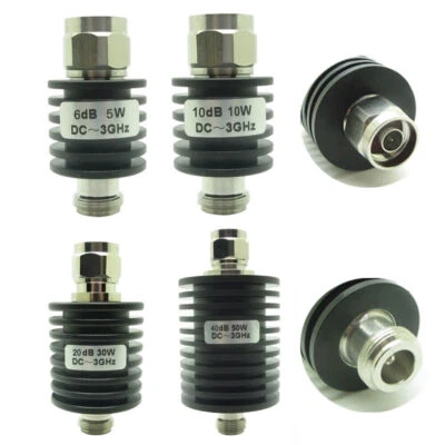Round RF Coaxial Attenuator 5W-50W 1dB-50dB N Type Male to Female 3.0GHz 50 Ohm - Image 1 of 4