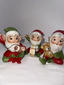 HOMCO Santa's Elves, Set of Three 5618 Vintage Christmas Kitschy - Picture 1 of 6