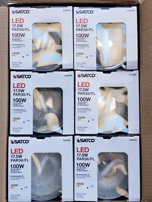 6- Satco 17.5w LED MR16 / 100W- 4000K  PAR38/FL-25,000 HOURS NIB - Image 1 of 3