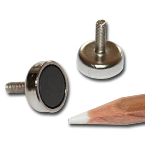 10 FLACHGREIFER TOPF MAGNETE D13x4,5 mm FERRIT M3 GEWINDEZAPFEN AUßENGEWINDE 1KG - Foto 1 di 2