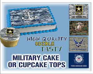 Military Edible Cake topper picture sugar navy army marine corps air force paper