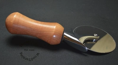 Handmade Black Cherry Wood Pizza Cutter or Ice Cream Scoop Heavy Stainless 473 - Image 1 of 4
