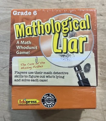 Mathological Liar Math Whodunit Card Game Grade 6 by Edupress New Sealed - Image 1 of 4