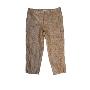 Pantalones Chicos Mujer 2.5 Talla 14 Marrón Blanco Punto Estampado Tobillo Pull On Elastizados Recortados - Imagen 1 de 6