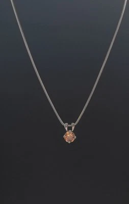 925 Silber Set Kette Anhänger Ring Champagne Zirkonia Kristall Damen Geschenk - Bild 1 von 4