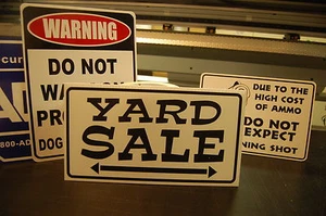 5 x Yard Garage Rummage Sale sign Custom vinyl Print Changeable arrow  - Bild 1 von 3
