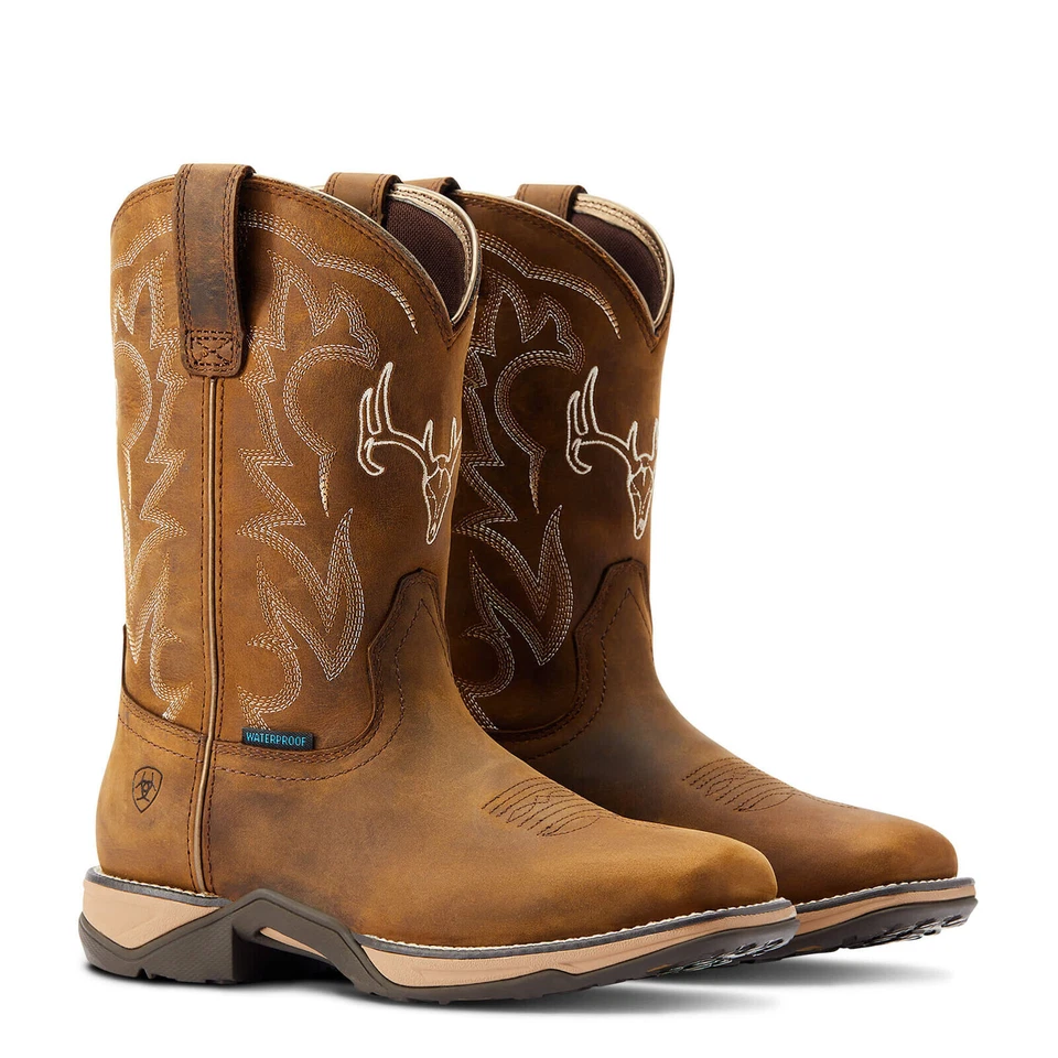 ARIAT 10042593 Anthem Deer Waterproof Western Boots for Ladies - Distressed