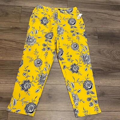 Talbots Capri Pants Petite Floral Yellow Women's Size 10P Vacation Cruise NWT - Image 1 of 4