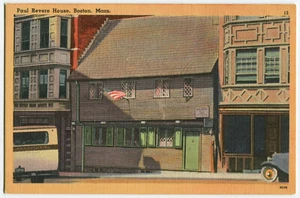 Linen Postcard - Boston, Massachusetts - Paul Revere House on the Freedom Trail - Picture 1 of 2