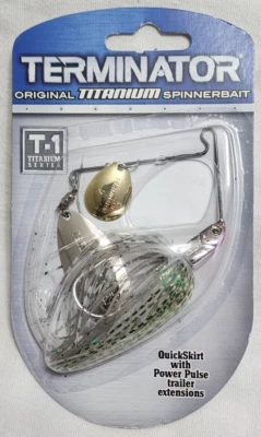 РЕДКАЯ спиннербейт Terminator T1 Titanium Snap Back 3/8 унции Emerald Shiner Shad - Изображение 1 из 4