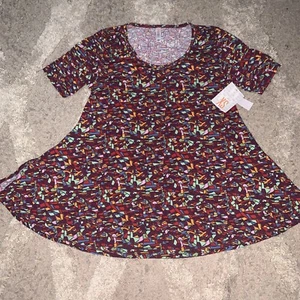 NWT XS Lularoe Perfect T Geometric Blue Orange Green Red Dark Purple - Picture 1 of 5