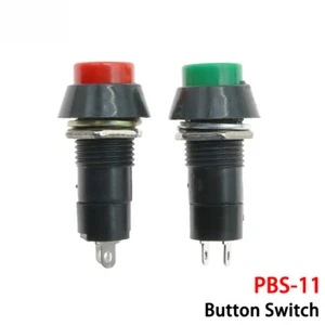 12mm Mounting Hole Button Switch DC 250V 1.5A PBS-11 Latching Switch Red / Green - Picture 1 of 6