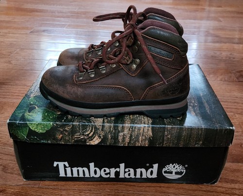 Stivali da trekking medi vintage Timberland da donna taglia 7 marroni in pelle robusti #95310