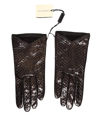Guantes múltiples Burberry para mujer 100 % piel de serpiente negros talla 6,5 L69507 Foto 1 de 2