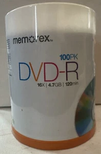 Memorex DVD-R 16X 4.7 GB 120 min 100 Pack Spindle Brand New Sealed - Afbeelding 1 van 3
