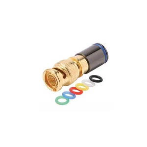 Eagle BNC Compression Quad RG-6 Connector Gold with 6 Color Bands Permaseal II - Picture 1 of 1