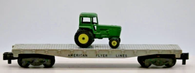 AMERICAN FLYER FLAT CAR WITH John Deer TRACTOR LOAD S Scale 1:64 - Image 1 of 4
