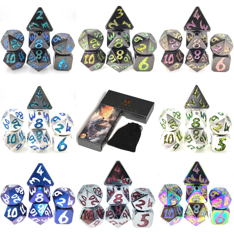 Poly Dice Set - Glow in the Dark (Select Colour) D&D RPG DND Dungeons and Dragon - Image 1 of 1