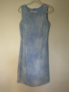 Liz Claiborne Womens Dress 12 Sheath Sleeveless Blue Pattern Zip Closure - Picture 1 of 4