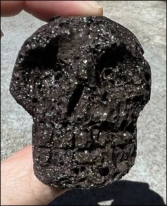 Red AND Black Lava Crystal Skull - Astral Travel, Creativity - Picture 1 of 22