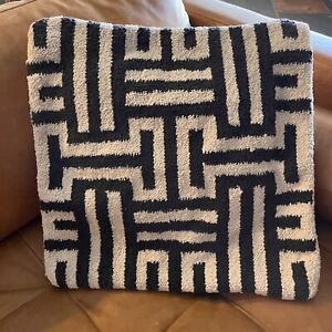 Creative Co-Op Pillow Cover 20 x 20 Woven Cotton Geometric Design White Gray